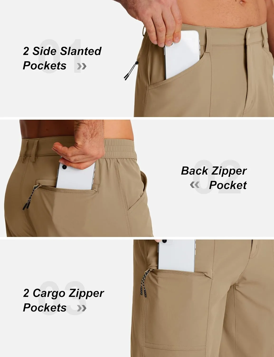 TACVASEN Men's Hiking Cargo Shorts 10" Quick Dry Lightweight Casual Golf Work Shorts with Zipper Pocket Summer Outdoor