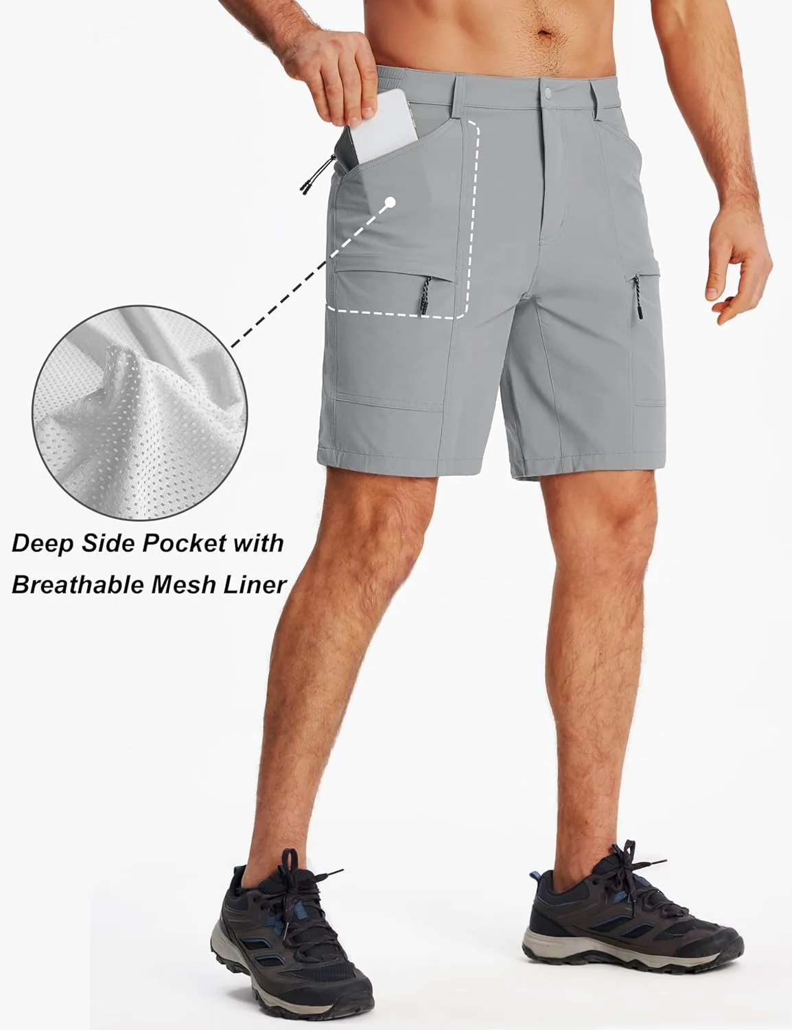 TACVASEN Men's Hiking Cargo Shorts 10" Quick Dry Lightweight Casual Golf Work Shorts with Zipper Pocket Summer Outdoor