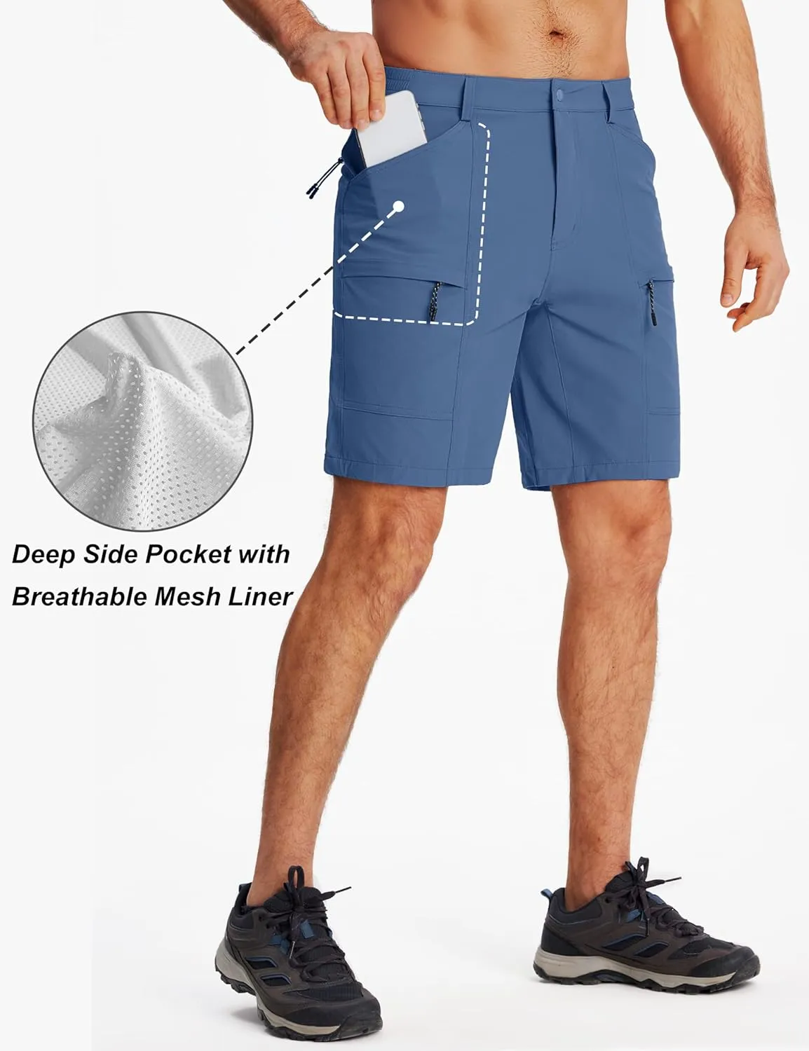 TACVASEN Men's Hiking Cargo Shorts 10" Quick Dry Lightweight Casual Golf Work Shorts with Zipper Pocket Summer Outdoor
