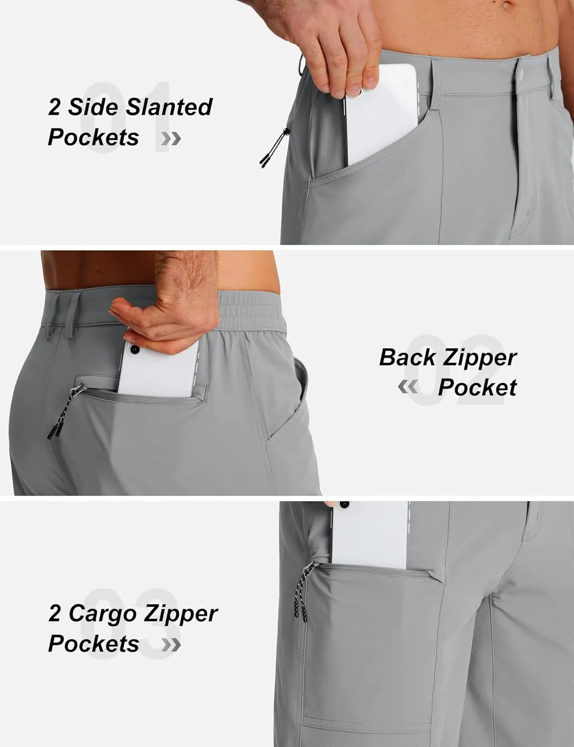 TACVASEN Men's Hiking Cargo Shorts 10" Quick Dry Lightweight Casual Golf Work Shorts with Zipper Pocket Summer Outdoor