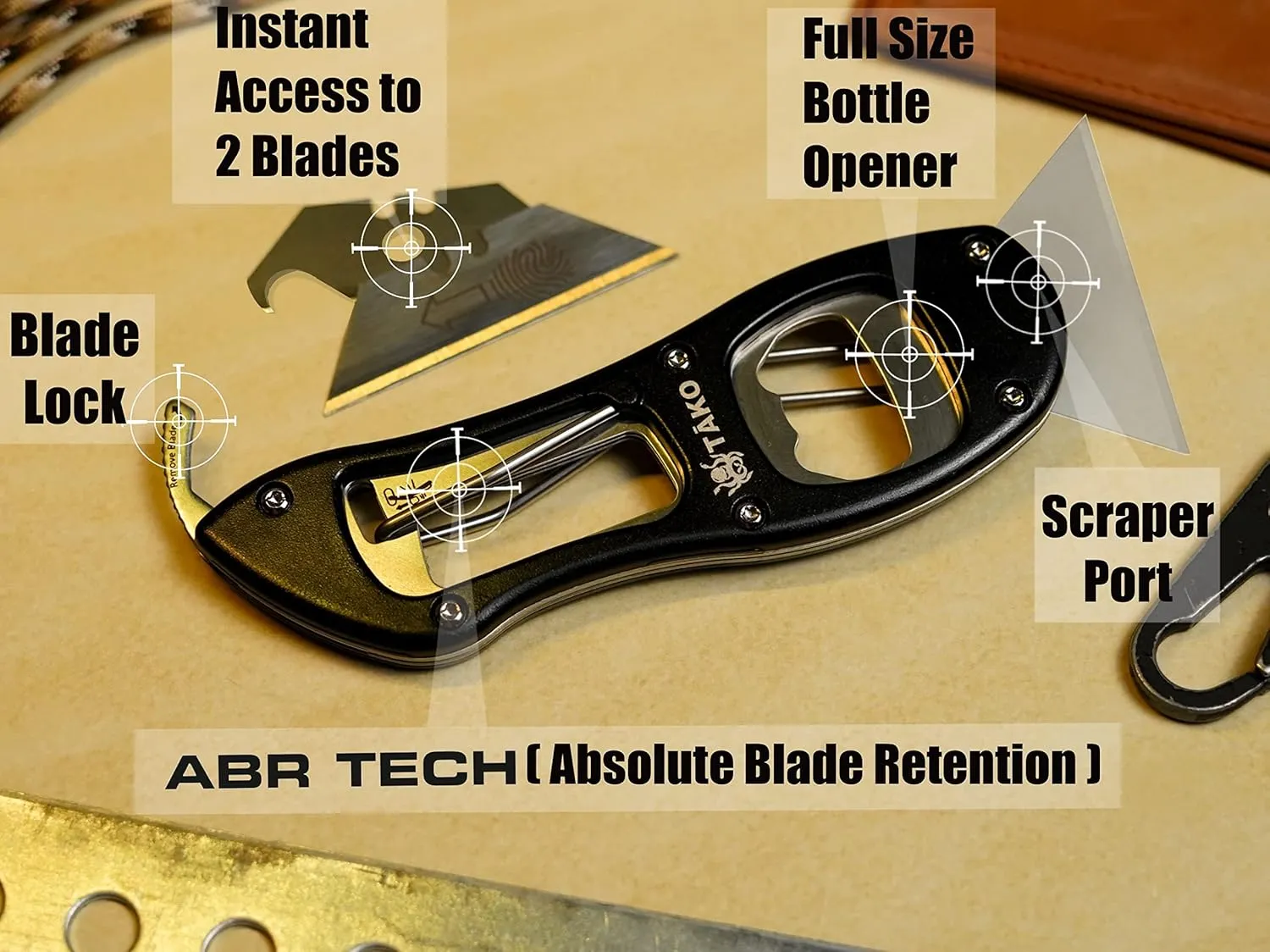 Tako X2- Retractable Utility Knife, Quick Change, Instant Extra Blade Access, Box Cutter, Pocket Knife, Compact