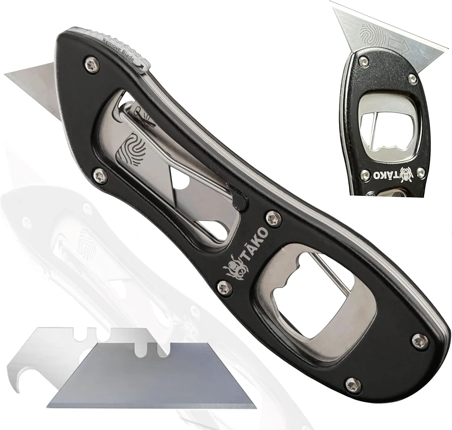 Tako X2- Retractable Utility Knife, Quick Change, Instant Extra Blade Access, Box Cutter, Pocket Knife, Compact