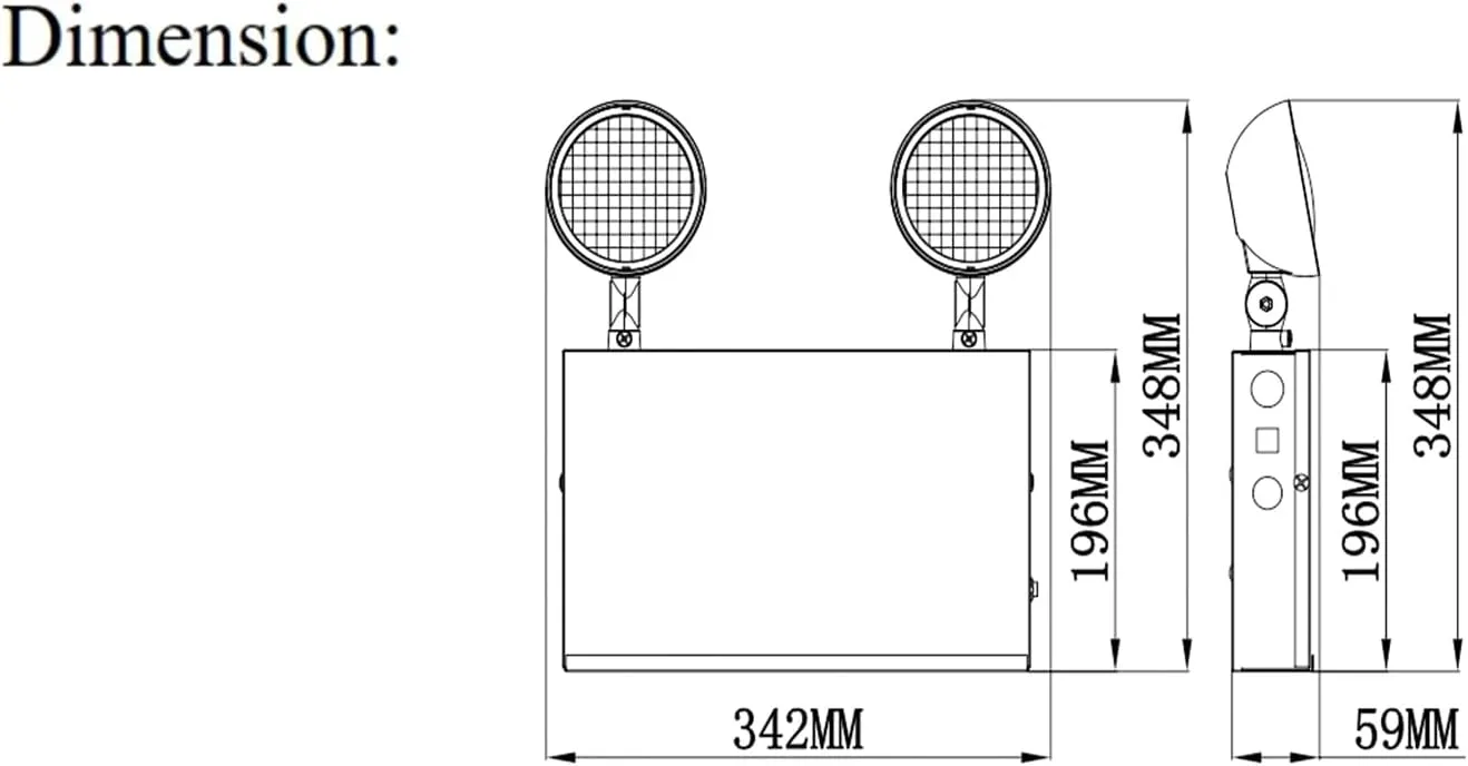 TANLUX New York City Approved Emergency Light, Emergency Lights with Battery Backup, White Steel Housing, AC 120/277V, Two Heads