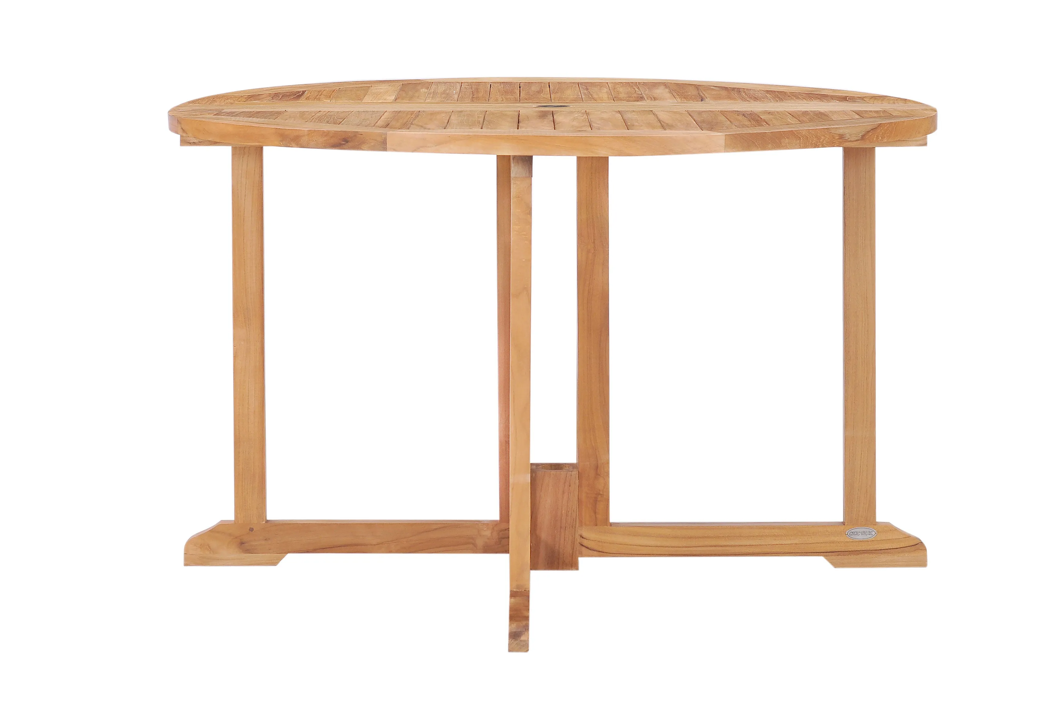 Teak Wood Butterfly Round Outdoor Patio Folding Table, 47 Inch