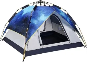 Tents for Camping Beach Tents Starry Sky Hydraulic Tent Automatic Quick Camping Tent Wind and Rain Outdoor Tent 3-4 People Family Tents for Camping Hiking Traveling
