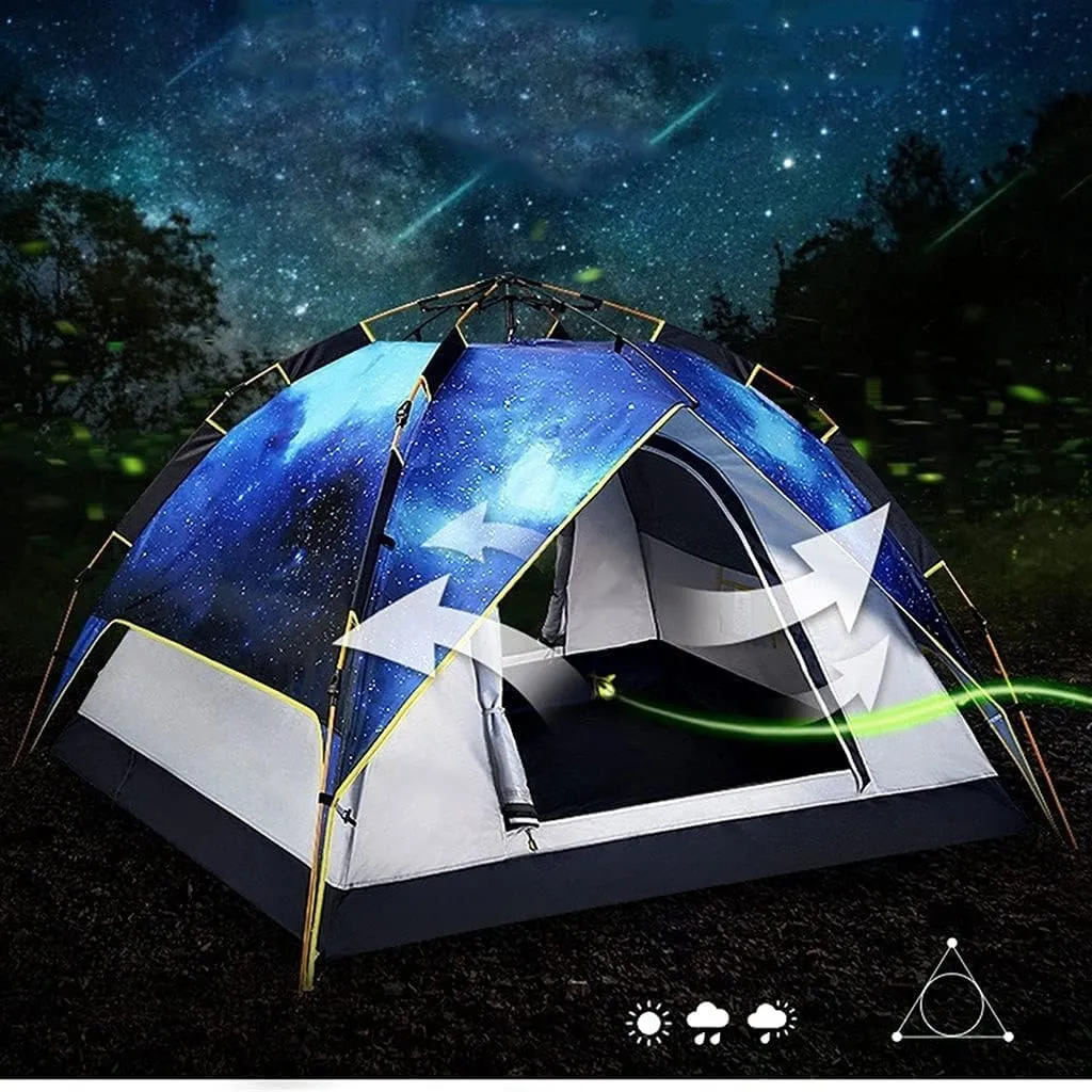 Tents for Camping Beach Tents Starry Sky Hydraulic Tent Automatic Quick Camping Tent Wind and Rain Outdoor Tent 3-4 People Family Tents for Camping Hiking Traveling
