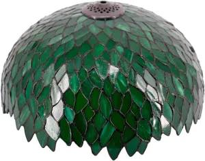 Tiffany Lamp Shade Replacement W16H7 Inch Green Stained Glass Wisteria Lampshade For Table Lamps FLoor Lamp Ceiling Fixture (3 Hooks Inside)Pendant Hanging Light S523 WERFACTORY Home Office Decoration