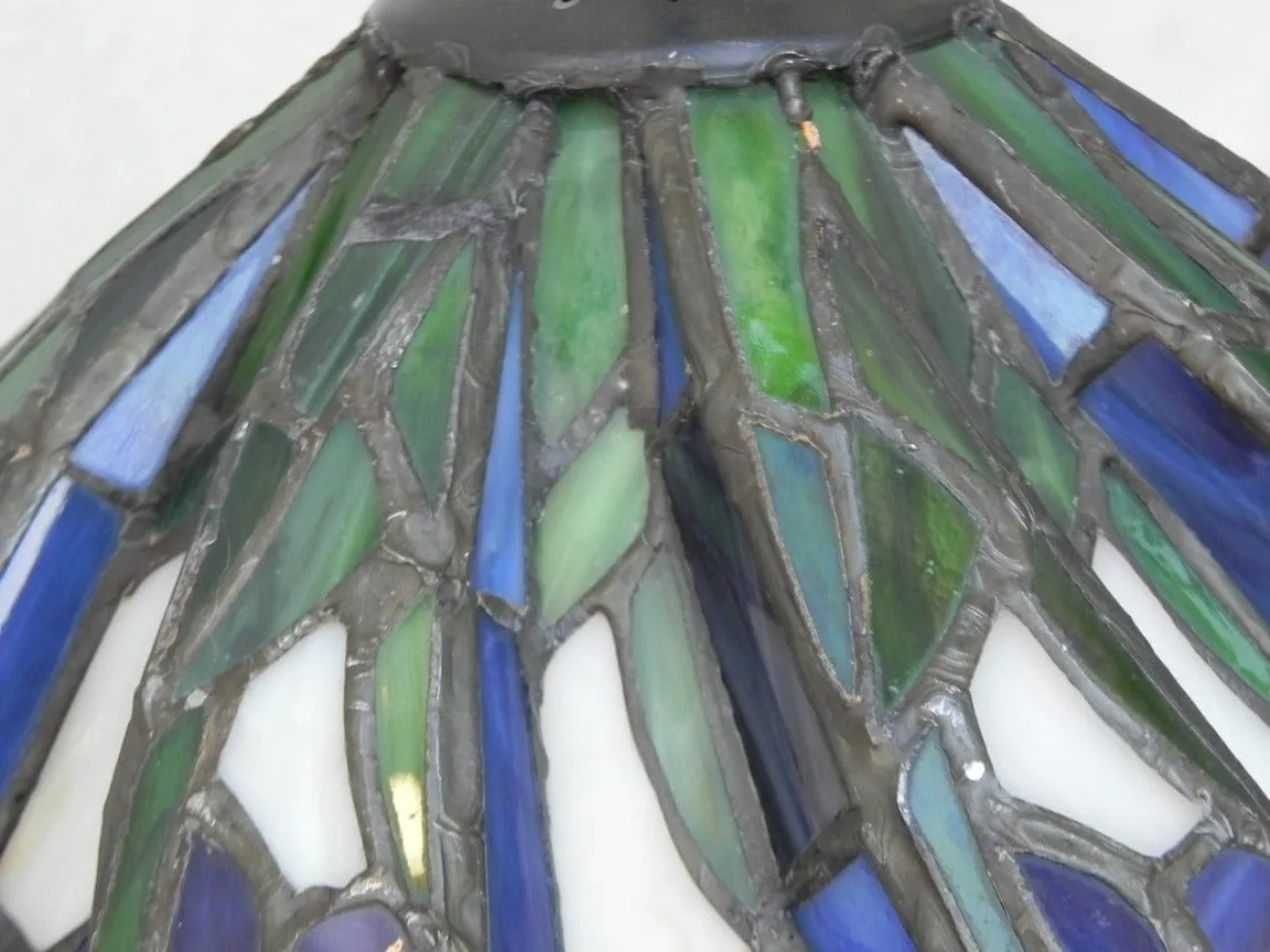 Tiffany Style Stained Glass Small Blue Black White Pendant Lamp