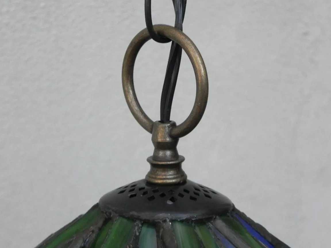Tiffany Style Stained Glass Small Blue Black White Pendant Lamp
