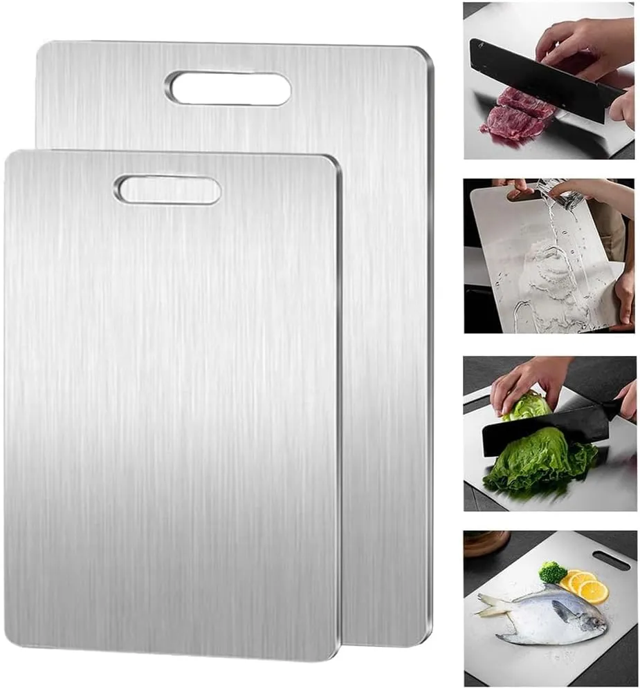 Titanium Cutting Board, 100% Pure Titanium Cutting Boards for Kitchen, 2025 New Upgrade Double Sided Food-Grade Titanium Board, Hygiene & Durability Non Stick Titanium Chopping Board (14 x 9 inches)