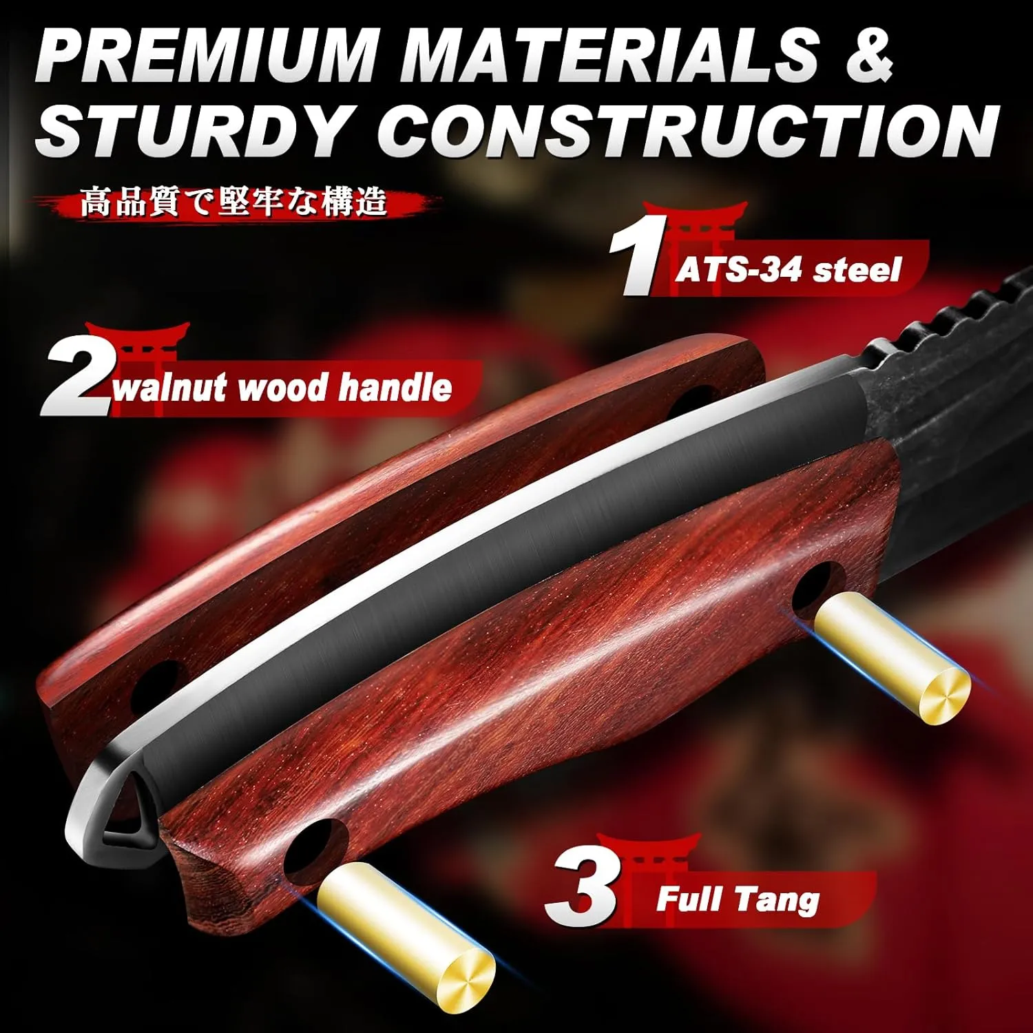 TIVOLI Butcher Knife–Japanese Style Paring Knife, Hand-Forged High Carbon Steel with Walnut Handle, Full Tang Design for Camping, BBQ & Outdoor Cooking