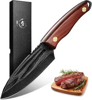 TIVOLI Butcher Knife–Japanese Style Paring Knife, Hand-Forged High Carbon Steel with Walnut Handle, Full Tang Design for Camping, BBQ & Outdoor Cooking