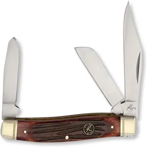 Tobacco Stockman Knife - 3 1065 Carbon Blades - Compact, Durable, Strong - Clip, Spey, and Sheepsfoot