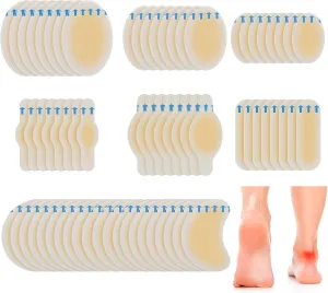 Tondiamo 80 Pieces Gel Blister Bandages for Feet Variety Hydrocolloid Blister Cushions Pads for Feet Prevention Adhesive Waterproof Bandages for Fingers Toes Heels Hiking Seal Guard Pads