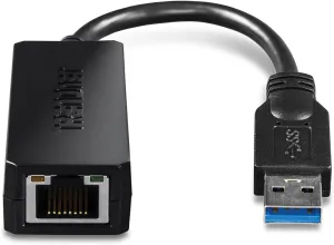 TRENDnet USB 3.0 to Gigabit Ethernet Adapter, Full Duplex 2Gbps Ethernet Speeds, Up to 1Gbps, USB to Gigabit Ethernet Adapter, USB-A, Windows Compatible, USB Powered, Black, TU3-ETG
