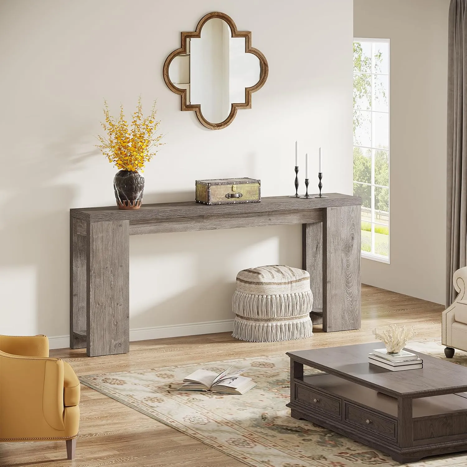 Tribesigns 70.9-Inch Extra Long Console Table, Farmhouse Wood Sofa Table Behind Couch, Narrow Entryway Accent Table for Living Room, Hallway, Entrance, Foyer, Grey