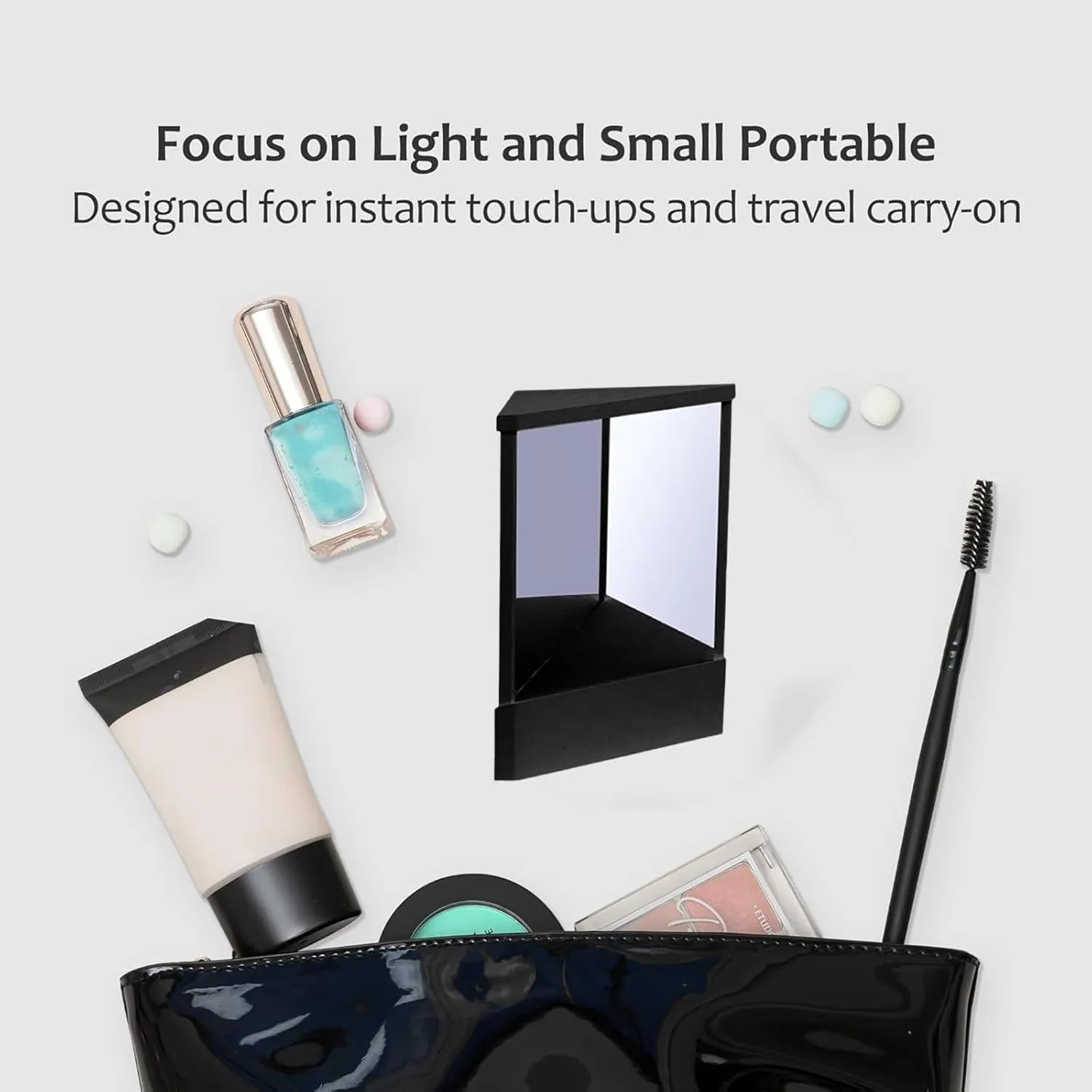 True mirror non reversing with True Image Reflection Pocket Makeup,Compact Table Vanity Mirror with Stand Self Hair Cutting Tools Precision Glass for Dressing Table Desk Bathroom Bedroom Travel(White)