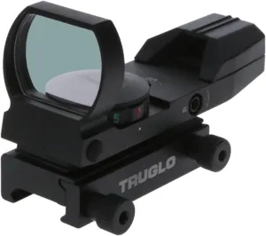 Truglo Dual-Color 34mm x 24mm Hunting Shooting Durable Lightweight Compact Parallax Free Waterproof Shock Resistant Adjustable Red/Green Open Dot Sight Battery Included