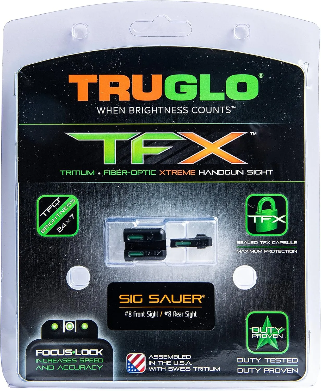 TRUGLO TFX Handgun Sight | Durable Shock-Resistant Compact Brightly Glowing Tritium & Fiber-Optic Xtreme Day/Night Sight for Handguns