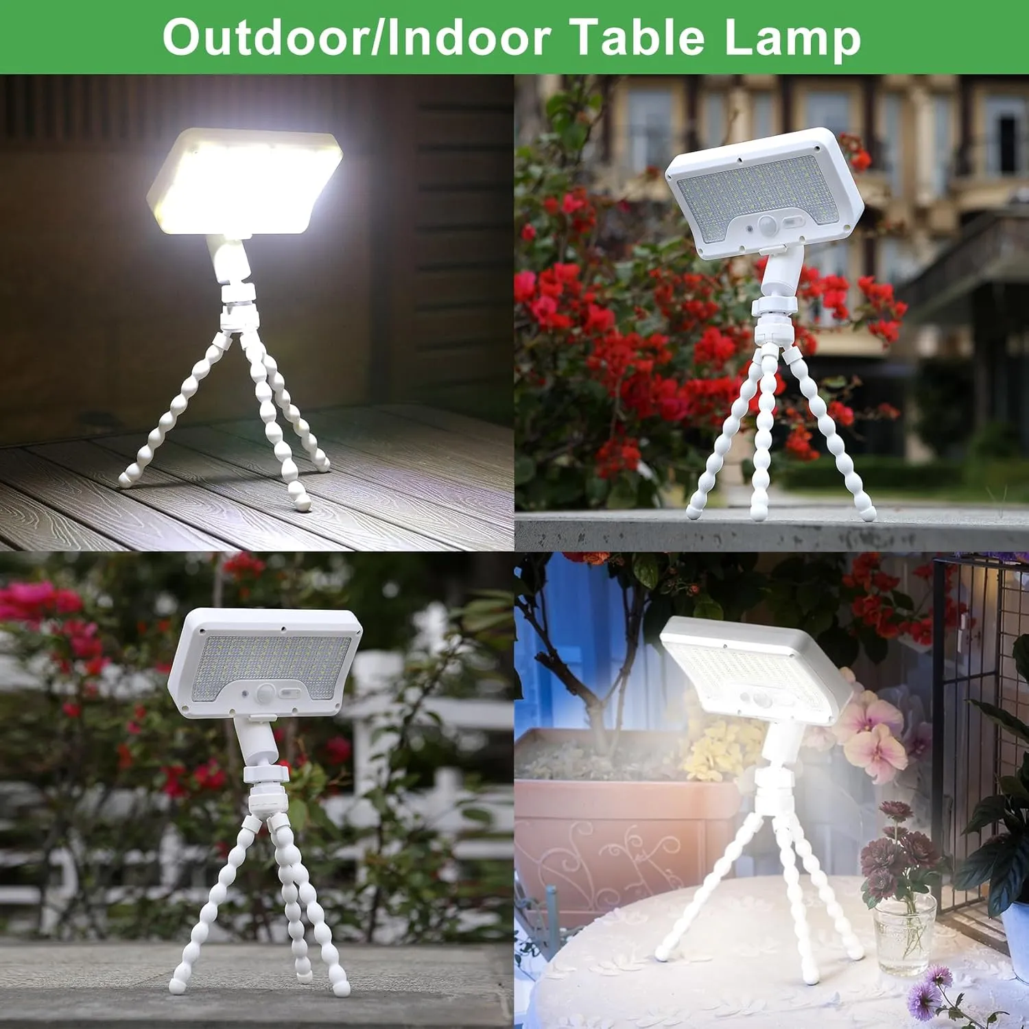 Tryme 92 LED Solar Lights Outdoor Waterproof with Motion Sensor, Octopus Stand, Adjustable Angle, Optical Diffuser Lens, 3 Modes, USB & Solar Powered, Fence Lights for Garden, Gate (1 Pack)