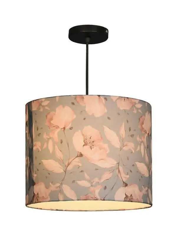 Turquoise Floral Round Hanging Shade