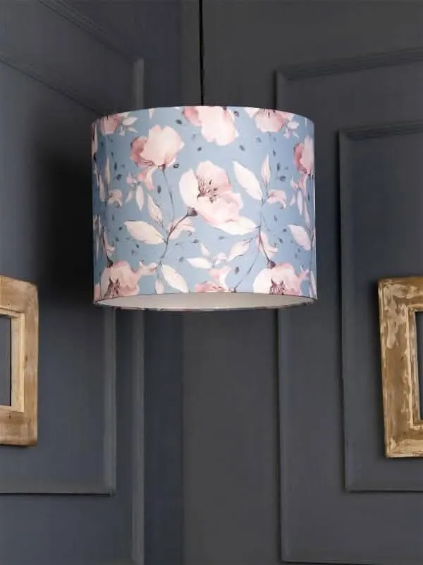Turquoise Floral Round Hanging Shade
