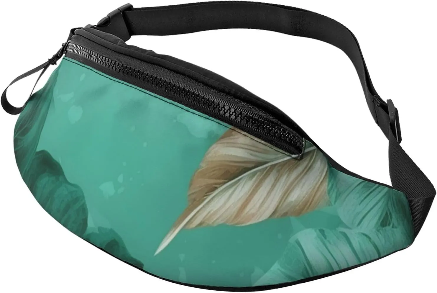 Turquoise Green Leaves Fanny Pack for Man Women Waist Bag Adjustable Belt Casual Chest Bag Bum Bags for Travel Sports Running Hiking Waist Packs