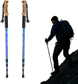 Two Aluminum Hiking Poles with Soft Cork Handles, Perfect for Outdoor Use in Summer, Great for Camping Trips