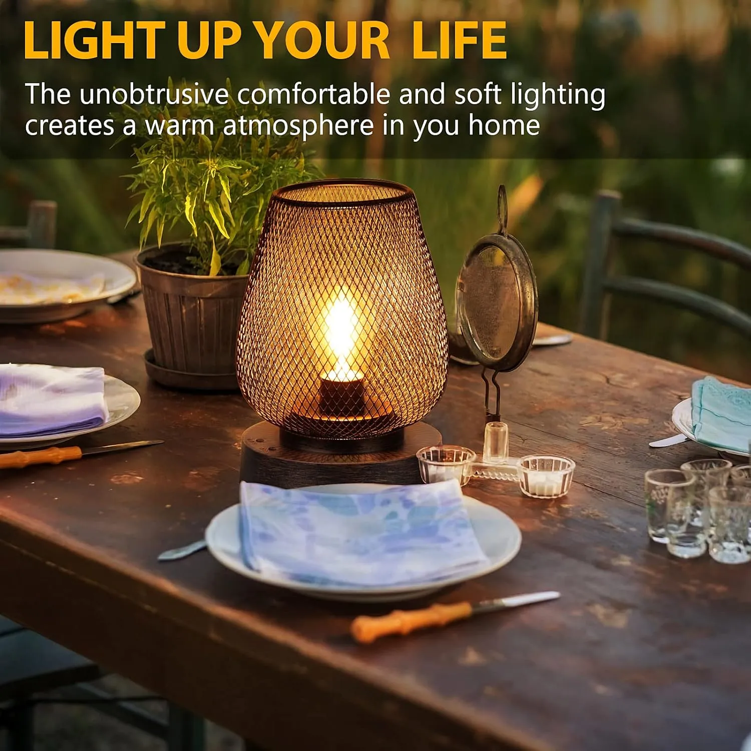 UBright 2 Pack Rechargeable Table Lamp Cordless Table Lamp Battery Operated Lights Metal with 4 Lighting Mode Indoor Outdoor Lights for Patio Bedroom Living Room (Bulb Included) Bronze