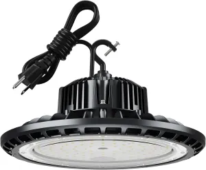 UFO LED High Bay Light 150W 5000K,21,000LM,Lamp with Plug, Hanging Hook, Lighting Fixtures for Warehouse Shop Factory Garage Gym Barn Carport（1 Pack）