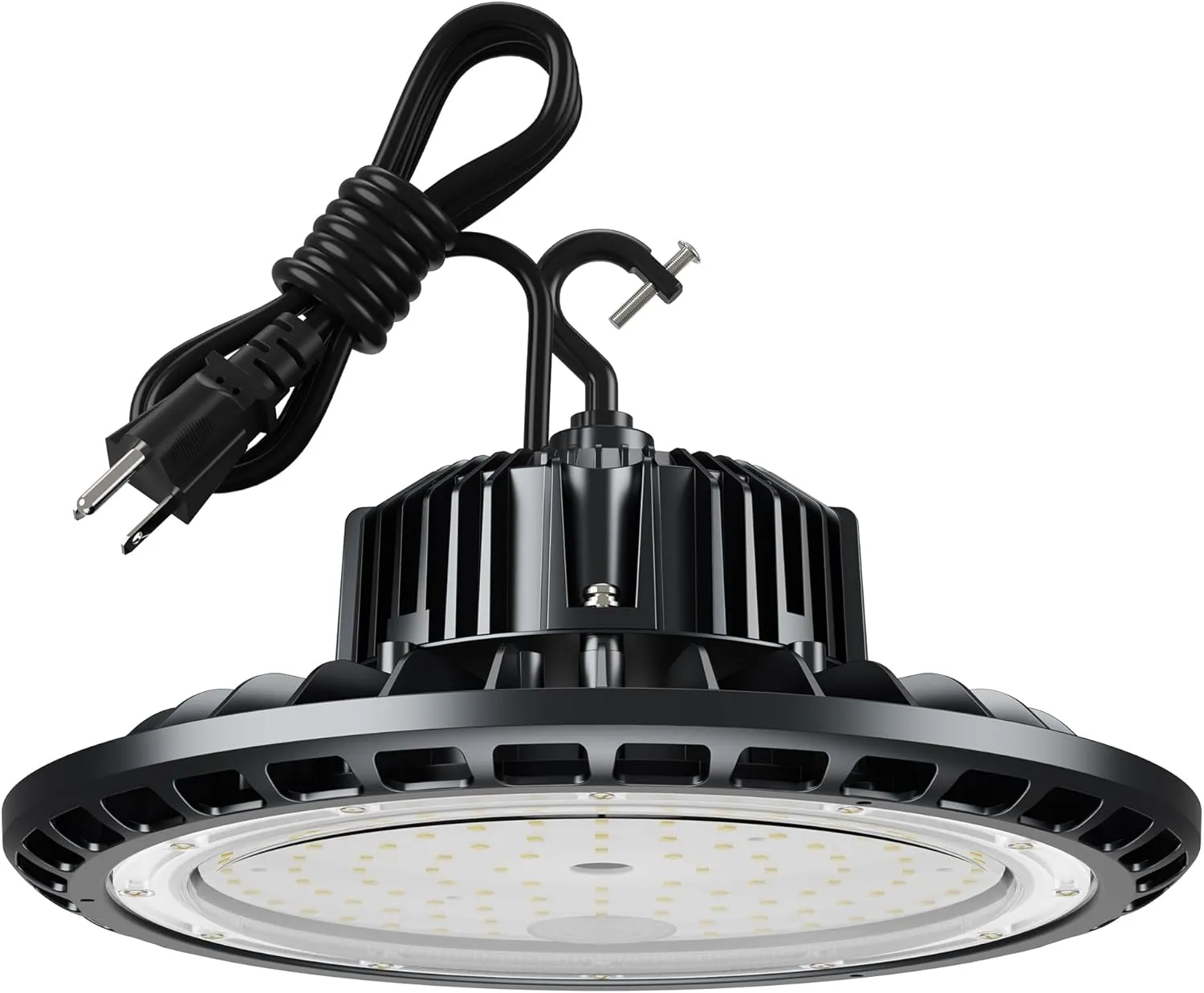 UFO LED High Bay Light 150W 5000K,21,000LM,Lamp with Plug, Hanging Hook, Lighting Fixtures for Warehouse Shop Factory Garage Gym Barn Carport（1 Pack）