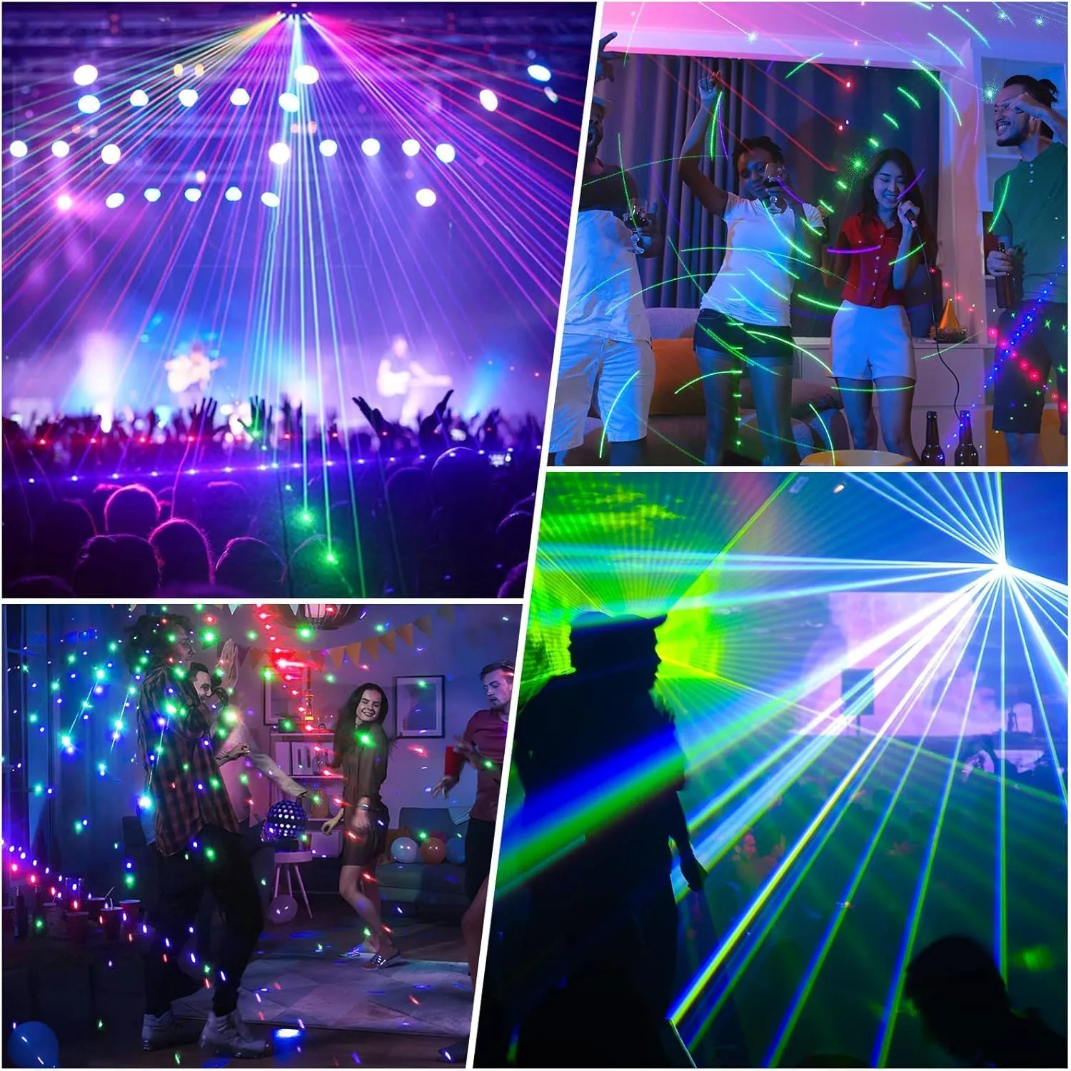 U`King Party Lights DJ Disco Light,9 Lens Stage Lighting Support DMX512 and Sound Activated with Remote Control Laser Lights for Parties Birthday Wedding Karaoke Bar KTV Club Stage Live Show(2 PCS)