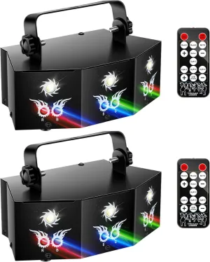 U`King Party Lights DJ Disco Light,9 Lens Stage Lighting Support DMX512 and Sound Activated with Remote Control Laser Lights for Parties Birthday Wedding Karaoke Bar KTV Club Stage Live Show(2 PCS)