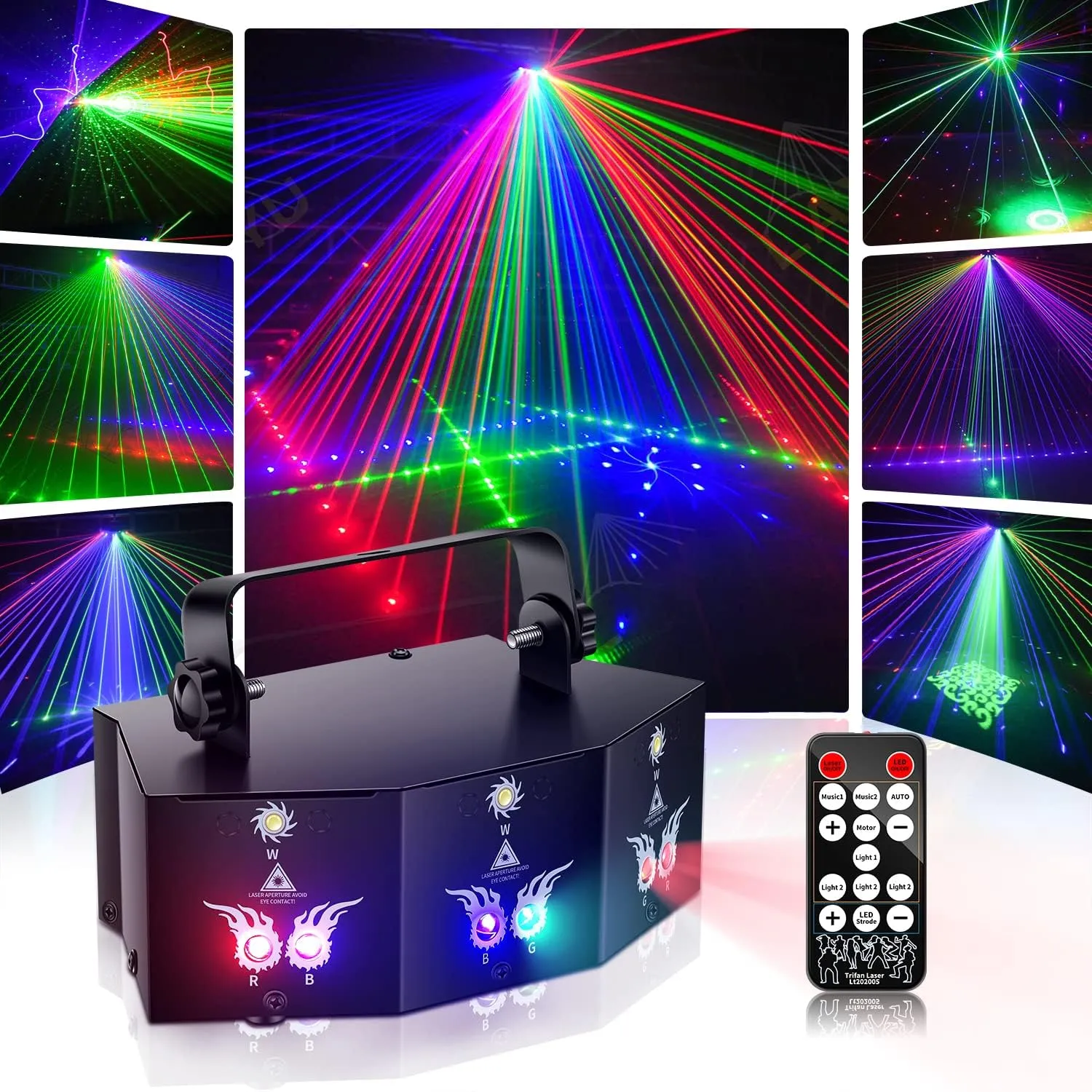 U`King Party Lights DJ Disco Light,9 Lens Stage Lighting Support DMX512 and Sound Activated with Remote Control Laser Lights for Parties Birthday Wedding Karaoke Bar KTV Club Stage Live Show(2 PCS)