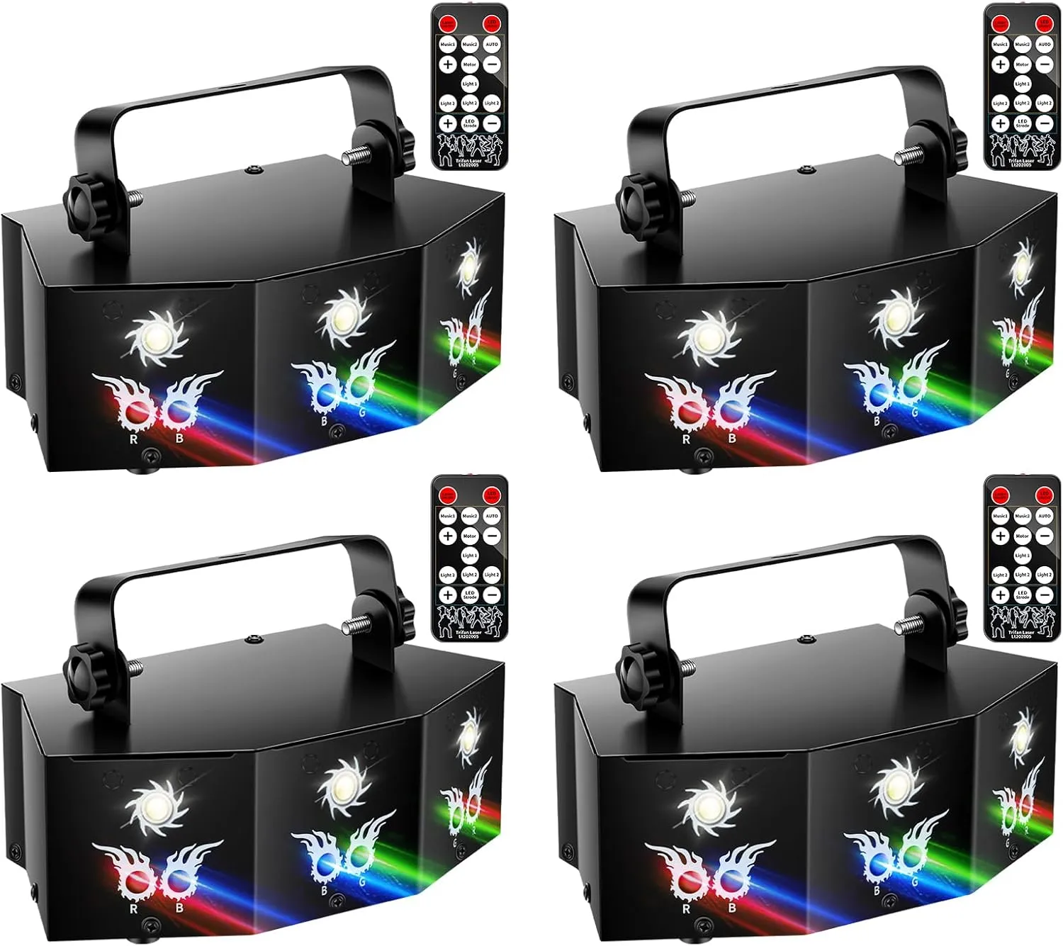 U`King Party Lights DJ Disco Light,9 Lens Stage Lighting Support DMX512 and Sound Activated with Remote Control Laser Lights for Parties Birthday Wedding Karaoke Bar KTV Club Stage Live Show(4 PCS)