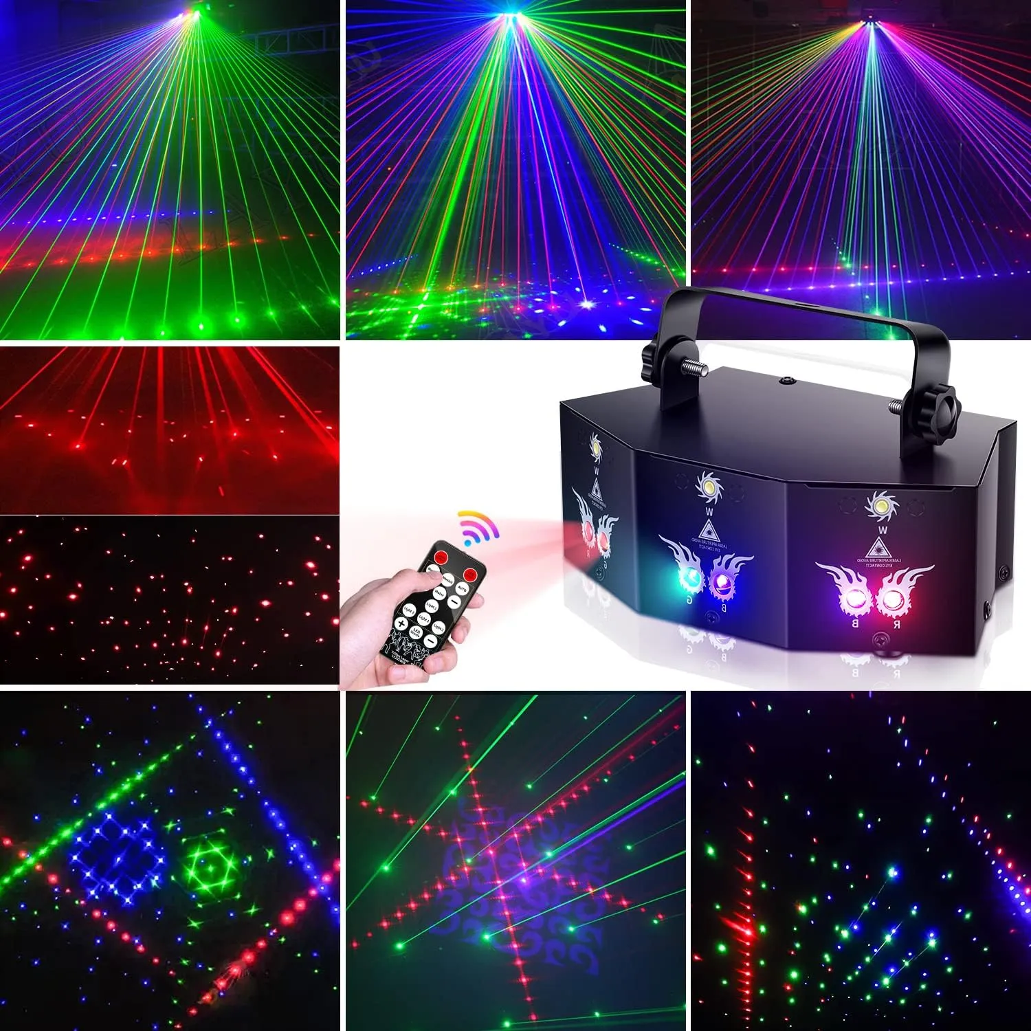 U`King Party Lights DJ Disco Light,9 Lens Stage Lighting Support DMX512 and Sound Activated with Remote Control Laser Lights for Parties Birthday Wedding Karaoke Bar KTV Club Stage Live Show(4 PCS)