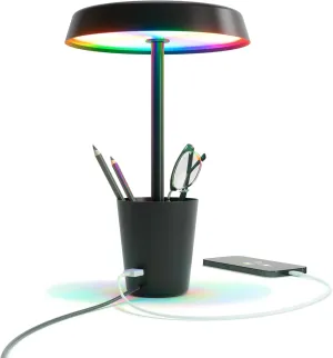 Umbra Cup Smart Lamp with Over 16 Million Colors, Long Lifespan, USB-A Charging Port, and Nanoleaf App Support (Black)