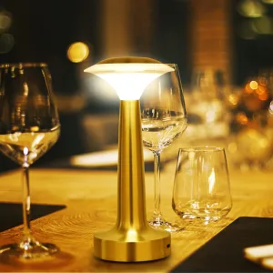 UMEXUS Small Cordless Table Lamp, Rechargeable Battery Operated Lights, Portable Ambient Lighting for Outdoor Restaurant Bar Dining Table Patio, Dimmable Touch Control Bedside Lamp, Gold