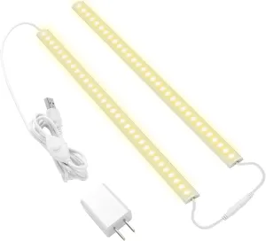 Under Cabinet Lighting, 2pcs 12" 3000K Dimmable LED Closet Light, USB Plug, Memory Function, Linkable LED Cabinet Light Bar for Kitchen, Plug-in Workbench Light, Super Slim LED Light Bar for Room