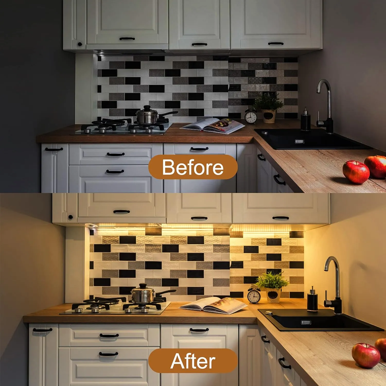 Under Cabinet Lighting, 2pcs 12" 3000K Dimmable LED Closet Light, USB Plug, Memory Function, Linkable LED Cabinet Light Bar for Kitchen, Plug-in Workbench Light, Super Slim LED Light Bar for Room