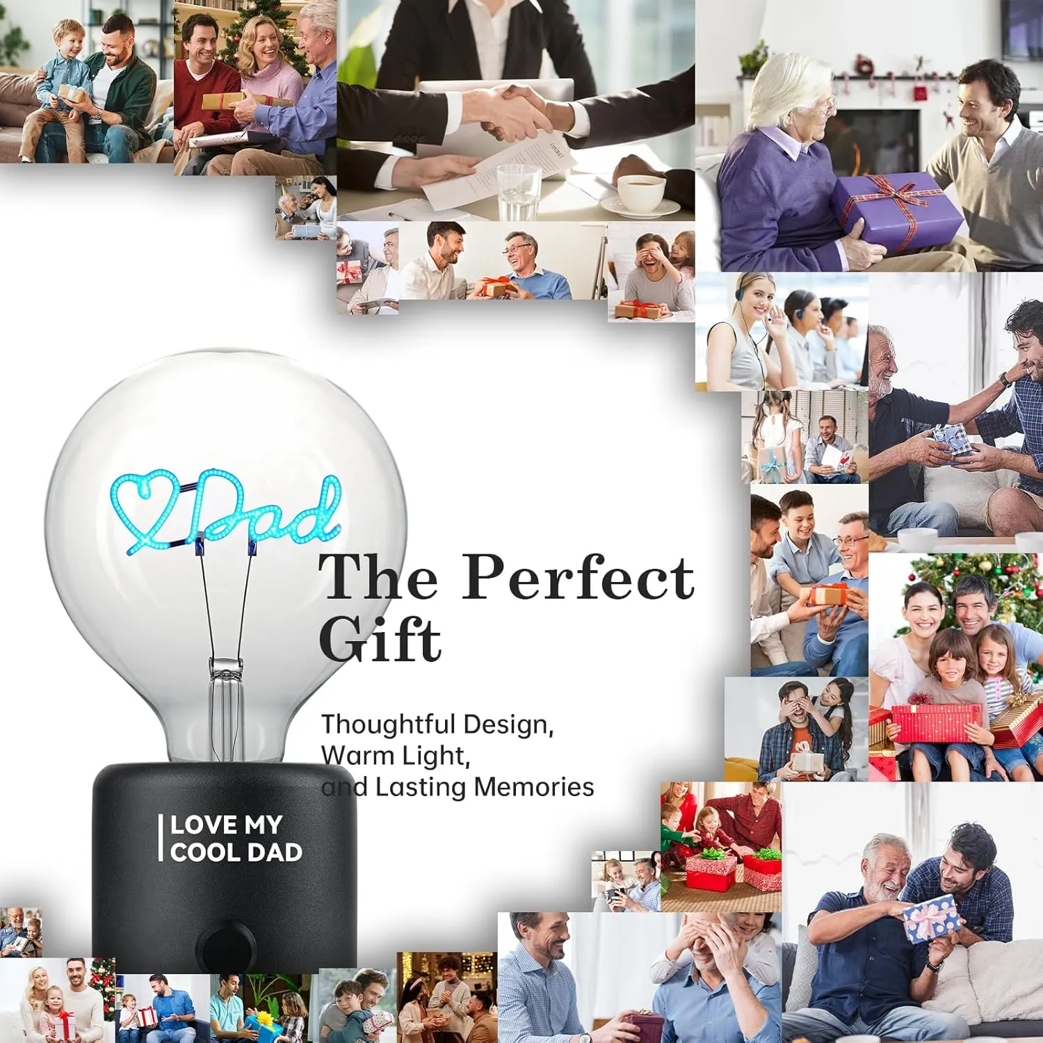 Unique Dad Gifts for Fathers Day, Appreciation Gifts Cool Dad Birthday Gift from Daughter Son Rechargeable Battery Operated Cordless Table Lamp Portable Nightlight for Bedside Bedroom Presents fathers