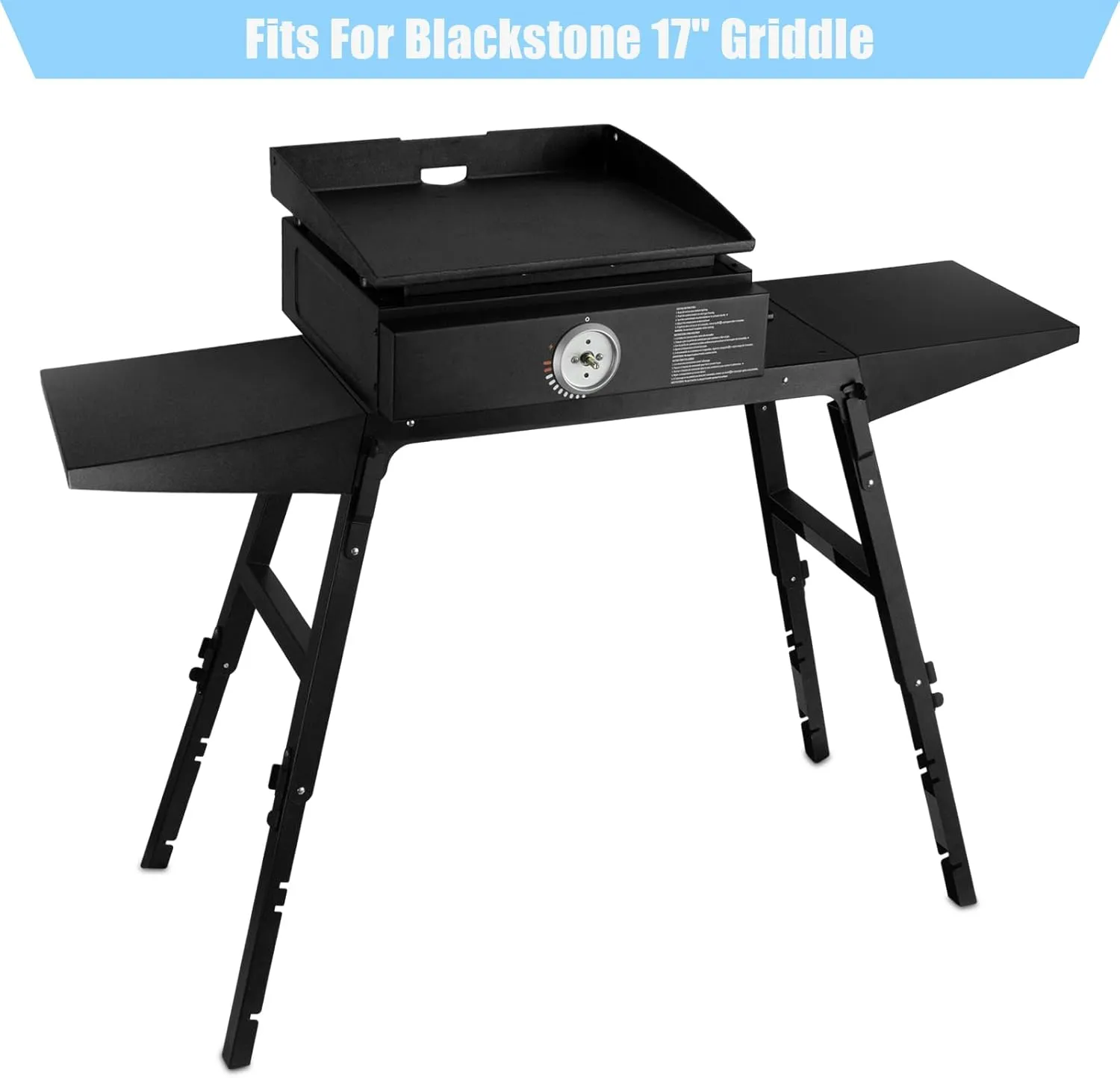 Universal Portable Griddle Stand - Grill Griddles Stand Fit for Blackstone 17” or 22” Propane Table Top Griddle with Two Side Shelf, Ideal for Outdoor Cooking & Camping