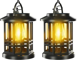 Upgraded Solar Lanterns Outdoor Waterproof, Bright Hanging Solar Lights for Outside,Solar Powered Lanterns Lighting LED for Garden Patio Yard Decorative 2 Pack (Warm Light)