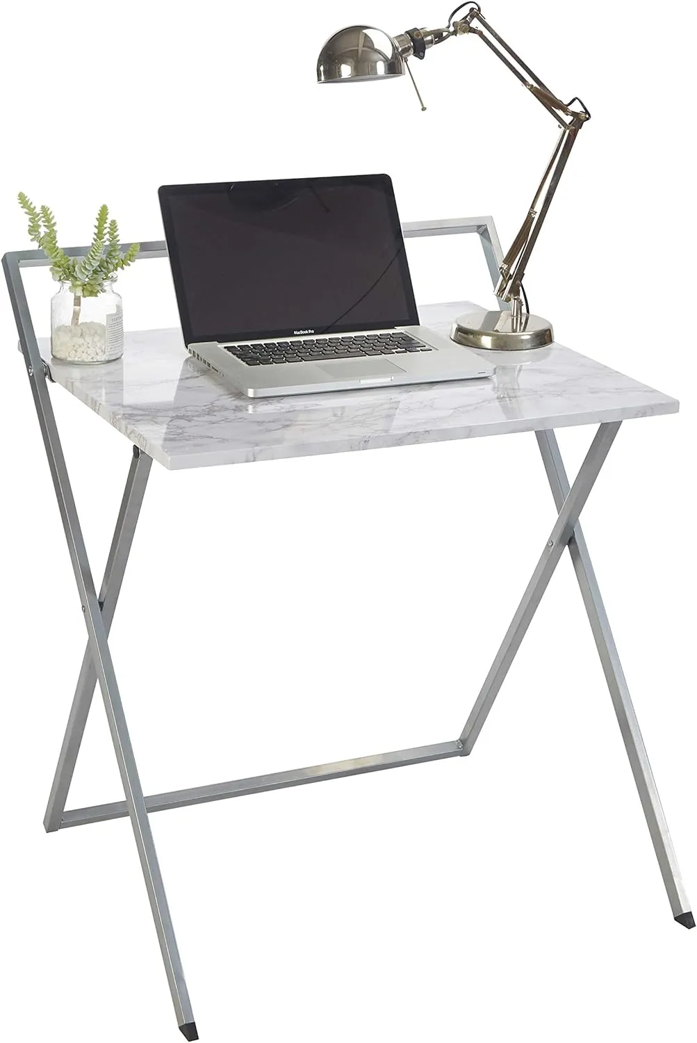 Urban Lifestyle Compact Folding Desk, White Marble