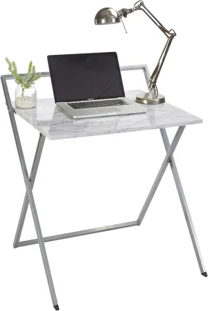 Urban Lifestyle Compact Folding Desk, White Marble