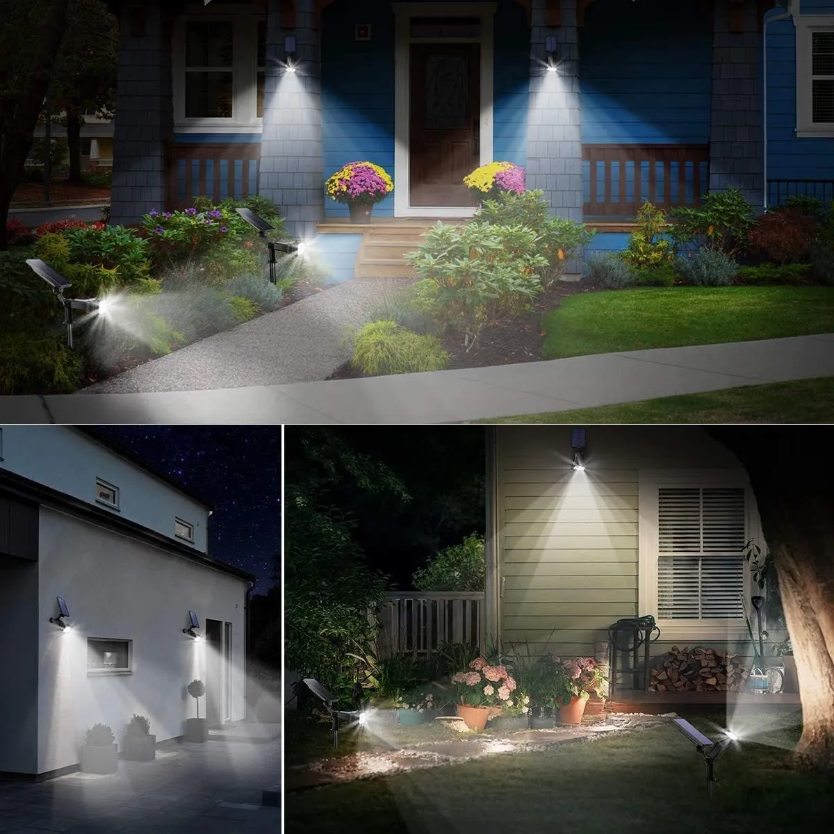 URPOWER Solar Lights Outdoor 2-in-1 Waterproof Solar Spotlight Auto On/Off Wall Lights Pathway Lights Landscape Lighting for Yard Garden Pool - Cool White (2 Pack)