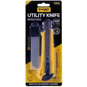 Utility Knife 18mm (With 5 Refill Blades) Retractable Snap Off Blade