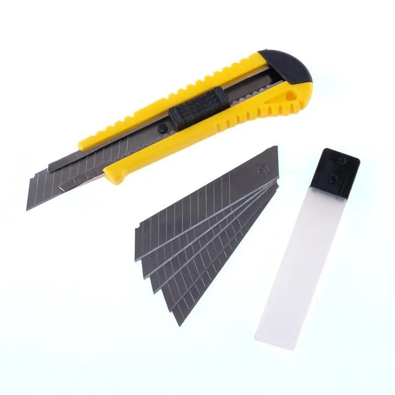 Utility Knife 18mm (With 5 Refill Blades) Retractable Snap Off Blade