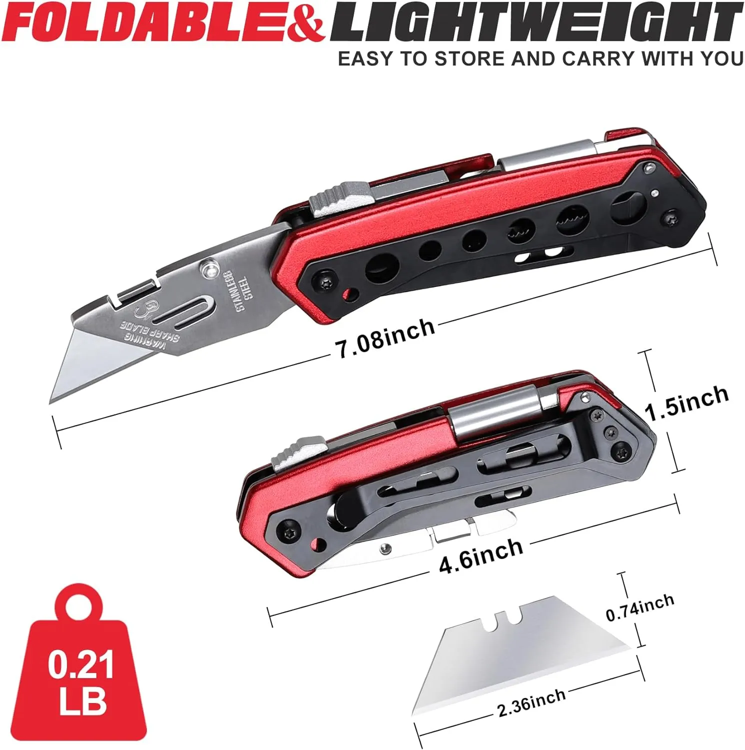 Utility Multitool Knife, Box Cutter, EDC, Work Folding Knifes, 6 in 1 Multitool for Men, Christmas Stocking Stuffers Gifts for Him Dad Grandpa Uncle Brother, Screwdrive, Extra 3 Razor Blades Included
