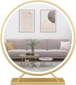 Vanity Makeup Mirror Desktop Led Makeup Mirror with Lights Girls Bedroom Smart Dresser Large Mirror Wind Home Makeup Mirror Table Desk Vanity Makeup Mirror(Size:30CM)